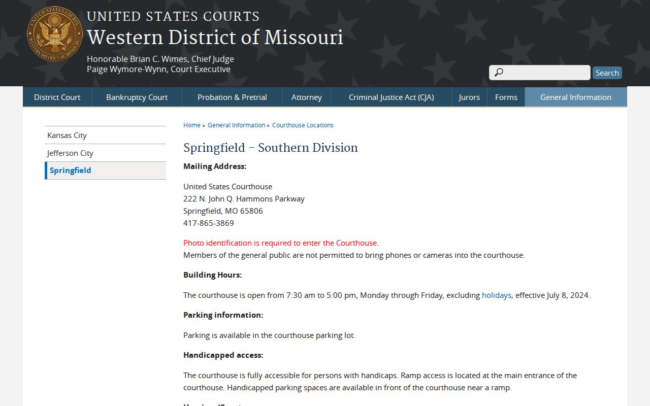 Bakersfield Ozark County court records reference to Springfield federal courthouse