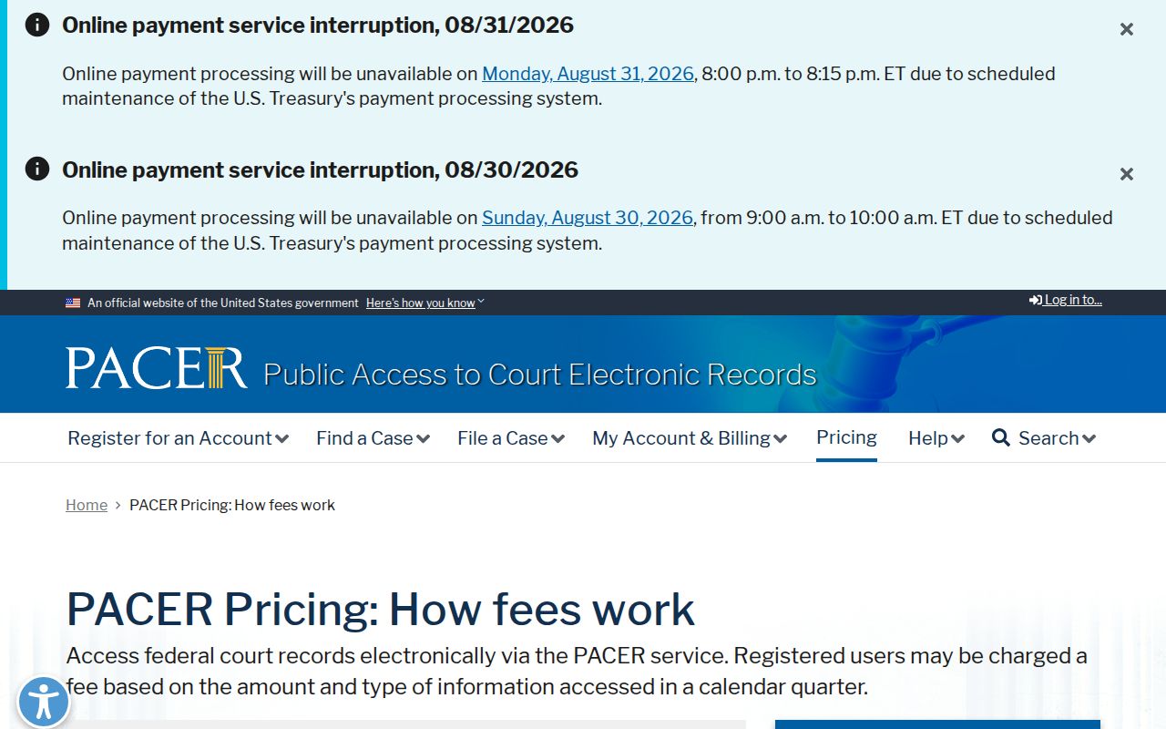 Bakersfield Ozark County court records reference to PACER federal access